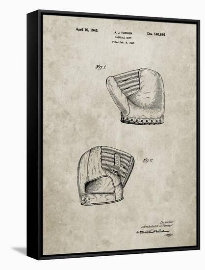 PP538-Sandstone A.J. Turner Baseball Mitt Patent Poster-Cole Borders-Framed Stretched Canvas