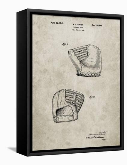 PP538-Sandstone A.J. Turner Baseball Mitt Patent Poster-Cole Borders-Framed Stretched Canvas