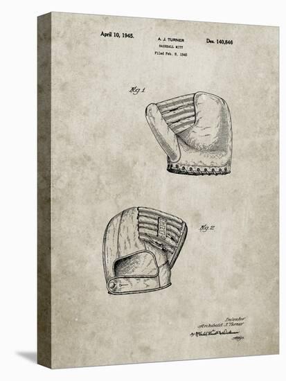 PP538-Sandstone A.J. Turner Baseball Mitt Patent Poster-Cole Borders-Stretched Canvas