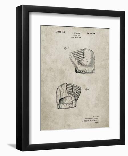 PP538-Sandstone A.J. Turner Baseball Mitt Patent Poster-Cole Borders-Framed Giclee Print