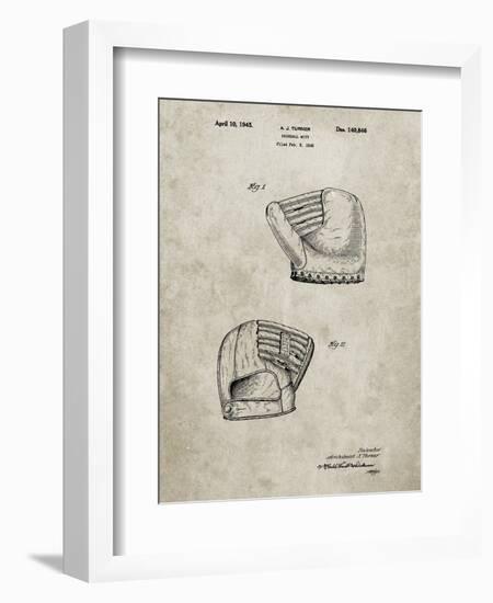 PP538-Sandstone A.J. Turner Baseball Mitt Patent Poster-Cole Borders-Framed Giclee Print