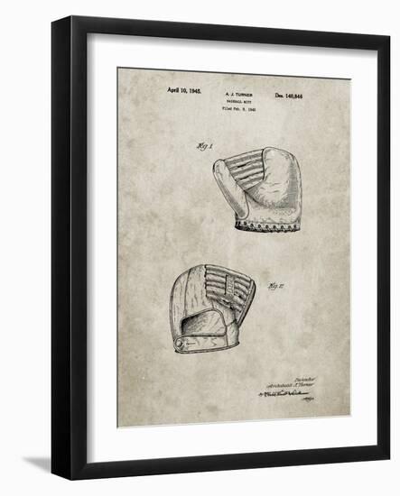 PP538-Sandstone A.J. Turner Baseball Mitt Patent Poster-Cole Borders-Framed Giclee Print