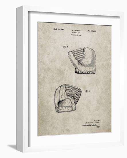 PP538-Sandstone A.J. Turner Baseball Mitt Patent Poster-Cole Borders-Framed Giclee Print