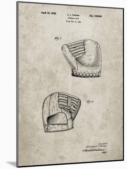 PP538-Sandstone A.J. Turner Baseball Mitt Patent Poster-Cole Borders-Mounted Giclee Print