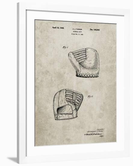 PP538-Sandstone A.J. Turner Baseball Mitt Patent Poster-Cole Borders-Framed Giclee Print