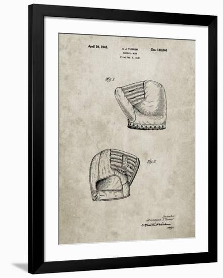 PP538-Sandstone A.J. Turner Baseball Mitt Patent Poster-Cole Borders-Framed Giclee Print