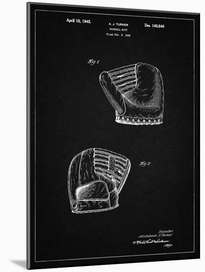 PP538-Vintage Black A.J. Turner Baseball Mitt Patent Poster-Cole Borders-Mounted Giclee Print