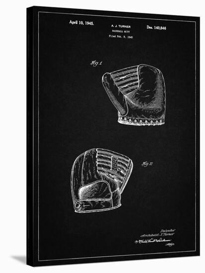 PP538-Vintage Black A.J. Turner Baseball Mitt Patent Poster-Cole Borders-Stretched Canvas