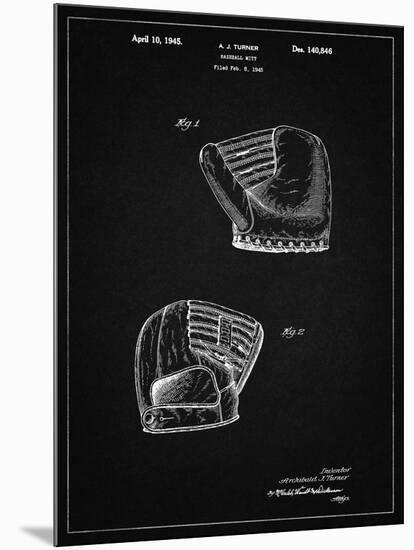 PP538-Vintage Black A.J. Turner Baseball Mitt Patent Poster-Cole Borders-Mounted Giclee Print