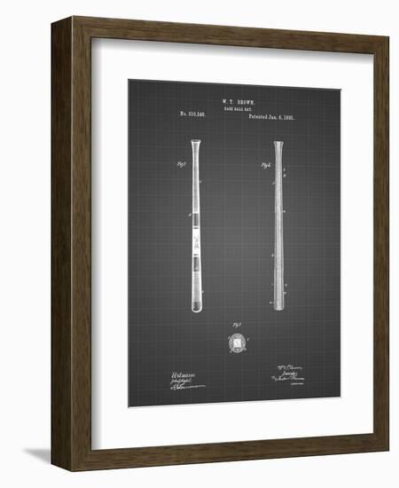 PP539-Black Grid Antique Baseball Bat 1885 Patent Poster-Cole Borders-Framed Giclee Print