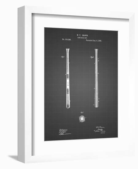 PP539-Black Grid Antique Baseball Bat 1885 Patent Poster-Cole Borders-Framed Giclee Print