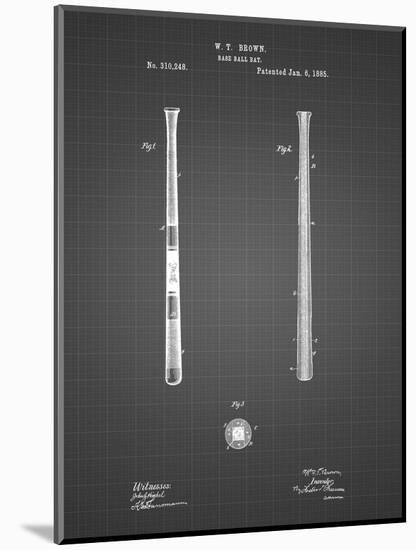 PP539-Black Grid Antique Baseball Bat 1885 Patent Poster-Cole Borders-Mounted Giclee Print