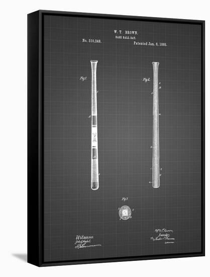 PP539-Black Grid Antique Baseball Bat 1885 Patent Poster-Cole Borders-Framed Stretched Canvas