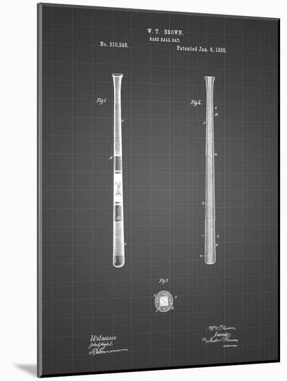 PP539-Black Grid Antique Baseball Bat 1885 Patent Poster-Cole Borders-Mounted Giclee Print