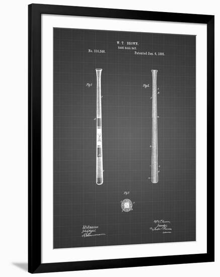 PP539-Black Grid Antique Baseball Bat 1885 Patent Poster-Cole Borders-Framed Giclee Print