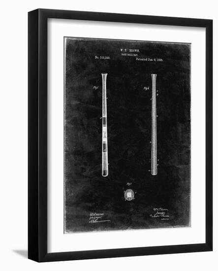 PP539-Black Grunge Antique Baseball Bat 1885 Patent Poster-Cole Borders-Framed Giclee Print