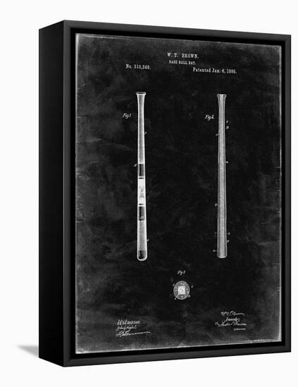 PP539-Black Grunge Antique Baseball Bat 1885 Patent Poster-Cole Borders-Framed Stretched Canvas