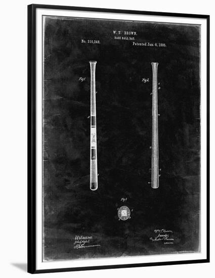 PP539-Black Grunge Antique Baseball Bat 1885 Patent Poster-Cole Borders-Framed Premium Giclee Print