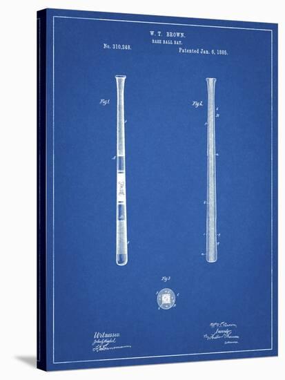 PP539-Blueprint Antique Baseball Bat 1885 Patent Poster-Cole Borders-Stretched Canvas