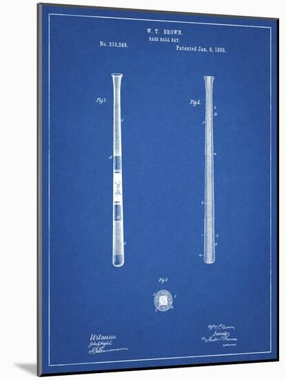 PP539-Blueprint Antique Baseball Bat 1885 Patent Poster-Cole Borders-Mounted Giclee Print