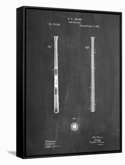 PP539-Chalkboard Antique Baseball Bat 1885 Patent Poster-Cole Borders-Framed Stretched Canvas