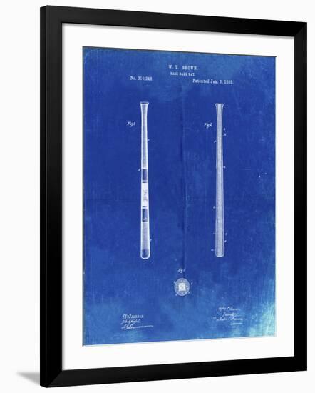 PP539-Faded Blueprint Antique Baseball Bat 1885 Patent Poster-Cole Borders-Framed Giclee Print