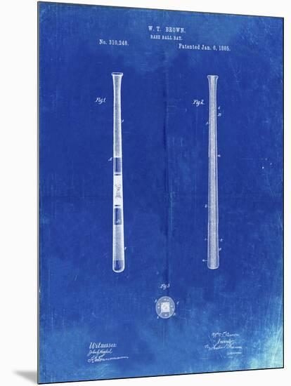 PP539-Faded Blueprint Antique Baseball Bat 1885 Patent Poster-Cole Borders-Mounted Premium Giclee Print
