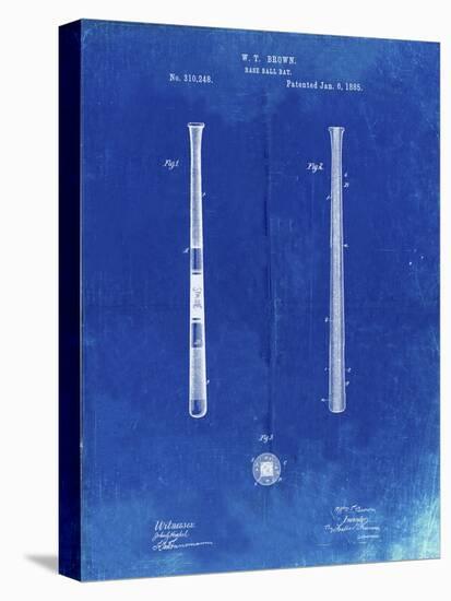 PP539-Faded Blueprint Antique Baseball Bat 1885 Patent Poster-Cole Borders-Stretched Canvas