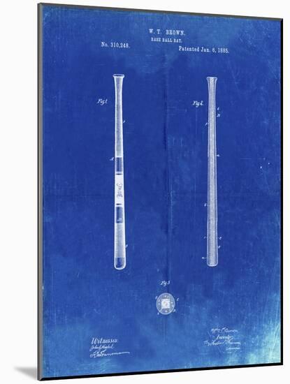 PP539-Faded Blueprint Antique Baseball Bat 1885 Patent Poster-Cole Borders-Mounted Giclee Print