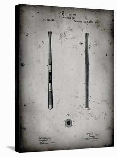 PP539-Faded Grey Antique Baseball Bat 1885 Patent Poster-Cole Borders-Stretched Canvas