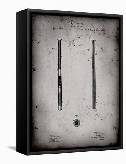 PP539-Faded Grey Antique Baseball Bat 1885 Patent Poster-Cole Borders-Framed Stretched Canvas