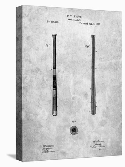 PP539-Slate Antique Baseball Bat 1885 Patent Poster-Cole Borders-Stretched Canvas