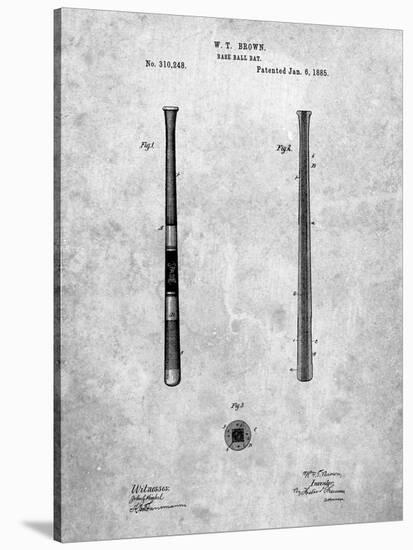 PP539-Slate Antique Baseball Bat 1885 Patent Poster-Cole Borders-Stretched Canvas
