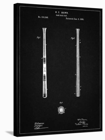 PP539-Vintage Black Antique Baseball Bat 1885 Patent Poster-Cole Borders-Stretched Canvas