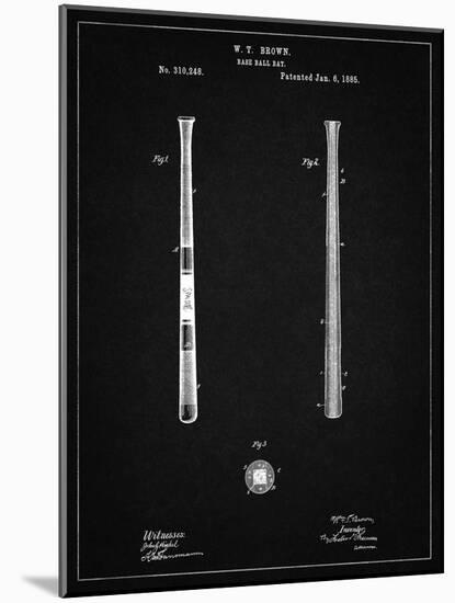 PP539-Vintage Black Antique Baseball Bat 1885 Patent Poster-Cole Borders-Mounted Giclee Print