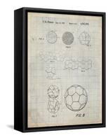 PP54-Antique Grid Parchment Soccer Ball 1985 Patent Poster-Cole Borders-Framed Stretched Canvas