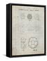 PP54-Antique Grid Parchment Soccer Ball 1985 Patent Poster-Cole Borders-Framed Stretched Canvas