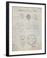 PP54-Antique Grid Parchment Soccer Ball 1985 Patent Poster-Cole Borders-Framed Giclee Print