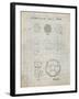 PP54-Antique Grid Parchment Soccer Ball 1985 Patent Poster-Cole Borders-Framed Giclee Print