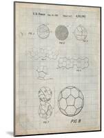 PP54-Antique Grid Parchment Soccer Ball 1985 Patent Poster-Cole Borders-Mounted Giclee Print