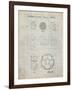 PP54-Antique Grid Parchment Soccer Ball 1985 Patent Poster-Cole Borders-Framed Giclee Print