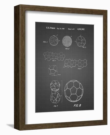 PP54-Black Grid Soccer Ball 1985 Patent Poster-Cole Borders-Framed Giclee Print