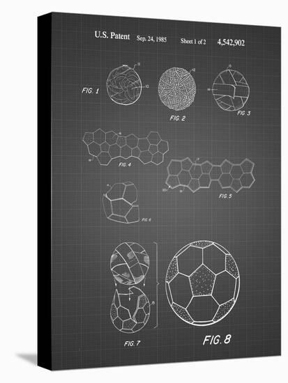 PP54-Black Grid Soccer Ball 1985 Patent Poster-Cole Borders-Stretched Canvas