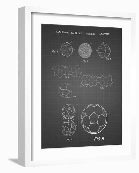 PP54-Black Grid Soccer Ball 1985 Patent Poster-Cole Borders-Framed Giclee Print