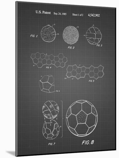 PP54-Black Grid Soccer Ball 1985 Patent Poster-Cole Borders-Mounted Giclee Print