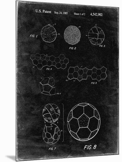 PP54-Black Grunge Soccer Ball 1985 Patent Poster-Cole Borders-Mounted Giclee Print