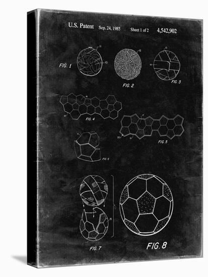 PP54-Black Grunge Soccer Ball 1985 Patent Poster-Cole Borders-Stretched Canvas