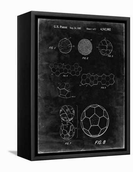 PP54-Black Grunge Soccer Ball 1985 Patent Poster-Cole Borders-Framed Stretched Canvas