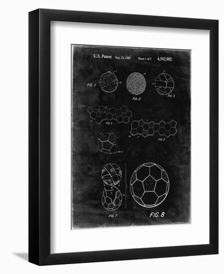PP54-Black Grunge Soccer Ball 1985 Patent Poster-Cole Borders-Framed Giclee Print