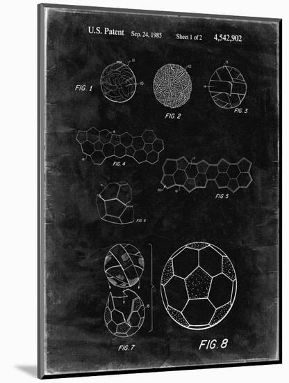 PP54-Black Grunge Soccer Ball 1985 Patent Poster-Cole Borders-Mounted Giclee Print